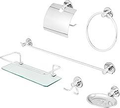Kit Conjunto para Banheiro 6 Peças com Porta Toalha 50cm, Porta Shampoo e Instalação Completa