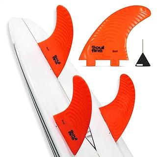 Quilha Soul Fins SM2 (Large) - Estabilidade e Drive para Power Surf - Kit Triquilha Padrão FCS com Chave Inclusa - Cores (Preta/Laranja)