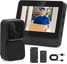 Wire Less Visual Intercom Campainha com Tela, Campainha Inteligente Sem Fio com Vídeo Porteiro, Camera Campainhas de Vídeo Doorbell, Campainha Visual Inteligente, Campainha de Vídeo Porteiro Sem Fio