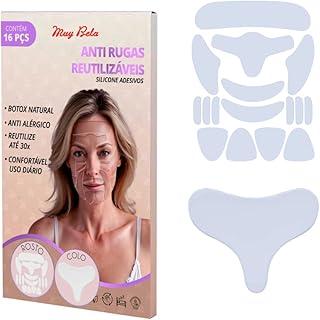 Kit 17 Adesivos Anti Rugas Silicone Reutilizável Muy Bela – Lifting Facial e Colo Patch Anti Idade Skin Care Estimula Colágeno Natural Lavável até 30x Reduz Linhas de Expressão Enquanto Dorme