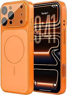 BEMMY Capa Case para iPhone 17Pro Max Compatível com iPhone Mag-Safe, Capa Magnética Fosca para Celular com Ampla Janela de Visualização e Protetor de Lente de Câmera em Vidro.