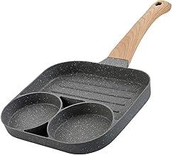 Frigideira 3 em 1 Antiaderente de Liga de Alumínio com Cabo de Madeira 17x17cm