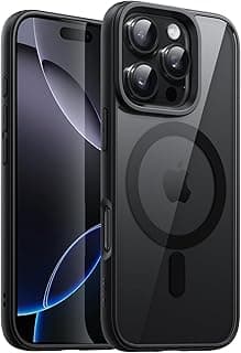 JETech Capa Magnética para iPhone 16 Pro 6,3 Polegadas Compatível com MagSafe, Case à Prova de Choque, Moldura de TPU Fosco Cor Sólida, Capinha Parte Traseira Claro Antirriscos (Preto)