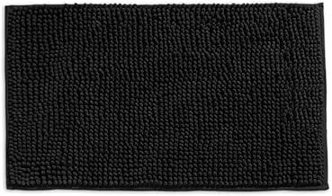 Tapete de Banheiro Microfibra Macarrão Bolinha Popcorn 40x60cm — Antiderrapante, Super Macio, Absorvente, Lavável, Secagem Rápida (Preto)