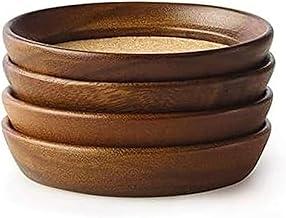 Kamenstein Conjunto de 4 peças, porta-copos empilháveis de madeira natural de acácia e cortiça, conjunto de 4