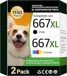 TECKKIN Cartucho de Tinta para HP 667 667XL Compatíveis com HP DeskJet Ink Advantage 2374 1275 2376 2775 2776 DeskJet Plus 6475 6476 6075 (1 Preto 1 Colorido)