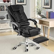 Cadeira de escritório presidente, cadeira de home office com apoio para os pés e encosto ajustável（Preto） com 31.75% de desconto por R$ 470,25 na amazon