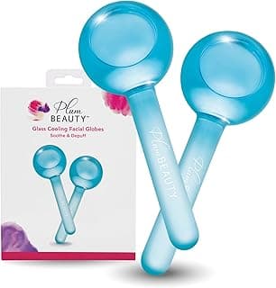 Plum Beauty Globos de gelo faciais – ferramentas de massagem refrescantes para rotina de cuidados com a pele refrescante, melhora o autocuidado, reduz o inchaço – Conjunto de 2