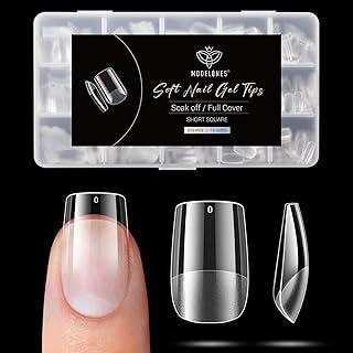 modelones Pontas De Unhas Postiças Quadradas Curtas - 510 Peças Gel Pré-Moldado Meio Fosco Cobertura Total Kit Acrílico Transparente Pressionadas Para Extensão Faça Você Mesmo Salão 15 Tamanhos
