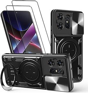 Capa para Motorola Moto Edge 50 Pro Capinha à prova de choque - com protetor de tela, suporte para anel