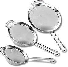 Kit 3 Peneiras em Aço Inox Resistente Luxo Para Coar Polvilhar Versátil, Durável, com Suporte para Panelas e Travessas, Resistente a Temperaturas e de Fácil Manuseio P, M e G