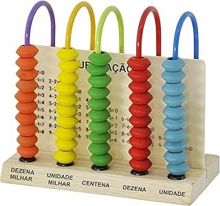 Ábaco Didático Aprenda Brincando 5 Hastes Madeira DM Toys