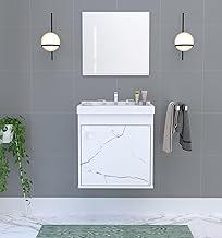 RIVERZZA Kit Gabinete Armario para Banheiro 100% MDF com Cuba - Veneto Branco 40cm (BRANCO)