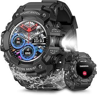Smartwatch Masculino Militar com GPS, Tela 1.32 Polegadas, Resistente à Água IP68 50m, Bateria 300mAh, Lanterna LED, Bússola, Mais de 100 Modos Esportivos