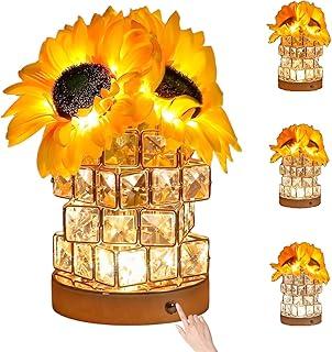 Lâmpada de Girassol com Aromatizador, Luz Noturna de Toque Recarregável sem Fio, 3 Cores e Brilho Ajustável, Decoração de Mesa em Vidro Cristal com Flor de Seda, Presente Feriado para Mulheres Mães