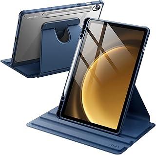 JETech Capa Giratória para Samsung Galaxy Tab S10 Lite/S10 FE/S9 FE 10,9 Polegadas/S9 11 Polegadas com Suporte para Caneta S, Rotação de 360 Graus, Capa Protetora de Costas Claro (Marinha)