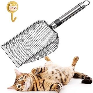 Pa de Areia para Gatos，Pá de Areia Higiênica para Bandeja de Areia para Gatos, Espátula de Malha de Aço Inoxidável，Telas para Esterco Animal, Para Bandeja de Areia (Diâmetro do furo 2.8mm)