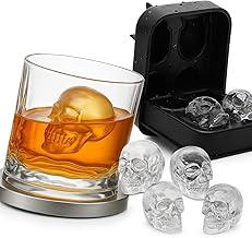 Kit Copo Whisky Caveira + Forma de Gelo 3D| Presente Criativo Masculino Bar Drink
