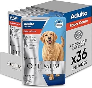 Pack Ração Úmida Optimum Sachê para Cães Adultos Sabor Carne 100g - 36 unidadaes