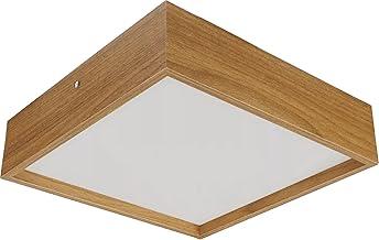 Luminária de Madeira Plafon Teto Quadrado Sobrepor 30cm Freijó – Sala Quarto Cozinha
