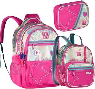 Rebecca Bonbon Original Kit Mochila Holográfica com Lancheira e Estojo, Pink, 3 Peças, Juvenil
