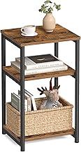 VASAGLE Mesa Lateral para Sofá, Mesa de Apoio de 3 Níveis, Mesa de Cabeceira com Estrutura de Aço, para Sala de Estar, Quarto, Escritório, Estilo Industrial, Marrom Rústico e Preto Tinta BRLET273B01