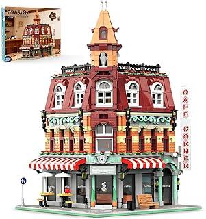 Conjunto de Blocos de Montar Construção de Café - Modelo de Cenas Urbanas Arquitetônicas Retrô, Presente para Adultos e Crianças