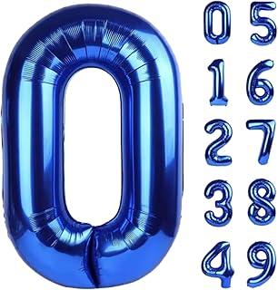 Balão Número Azul 75cm Metalizado Grande para Decoração de Festa, Aniversário Adulto Infantil 1 a 9 (Azul, N0)
