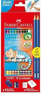 Lapis De Cor Redondo Ecolapis Bicolor 24 Cores - Pacote com 12 Faber Castell, Multicor