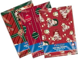 Kit de Sacos Metalizados, Packpel, 30 cm x 45 cm, Natal, Sortidos, Pacote com 50