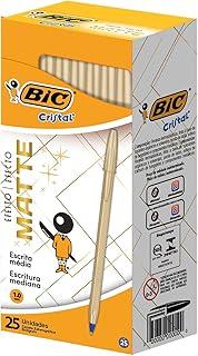530016 - Caneta Esferográfica Escrita Média, Cristal Efeito Matte, Dourada, BIC, 25 Unidades