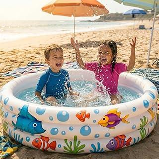 Piscina Inflável Infantil Redonda 180L com 3 Anéis – Piscina para Bebê e Criança, Tema Fundo do Mar, Plástico Resistente, Ideal para Verão, Praia e Quintal (180Lts)
