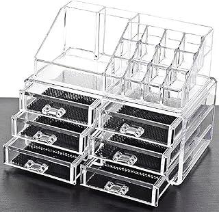Organizador de Maquiagem em Acrílico, 6 Gavetas, 12 Compartimentos, 22,5 x 17,5 x 13,5 cm