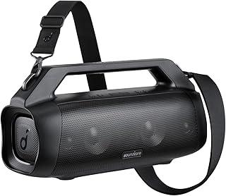 Motion Boom Plus Soundcore da Anker Caixa de Som Portáteis Bluetooth, drivers Titanium, tecnologia BassUp, IPX7 à prova d'água, tempo de reprodução 20h, aplicativo Soundcore, alça embutida, Preto