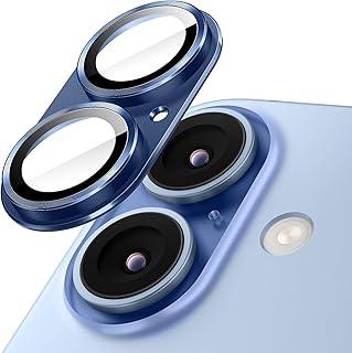 JETech Protetor de Lente de Câmera para iPhone 17 6,3 Polegadas, Cobertura Total Capa de Anel de Vidro Temperado 9H, Placa de Metal Fosco, Compatível com Capa, 1 Pacote (Azul)