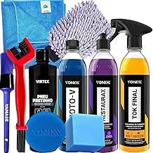Kit Lavagem Completa Para Moto Shampoo Moto-V Revitalizador de plasticos Restaurax Cera Cristalizadora Tok Final Vonixx pneu Pretinho Vintex