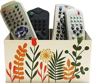 Geguton - Porta Controle Flores - Aço com 2 Compartimentos - Organização e Decoração - Bege com Estampa