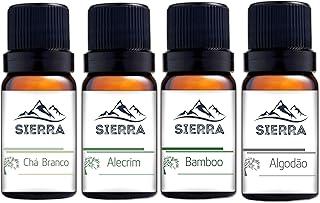 4 Essências Chá Branco Alecrim Bamboo e Algodão para Difusor Umidificador Aromatizador Aromaterapia Óleo essencial 10ml
