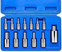 Neiko Conjunto de soquetes sextavados SAE 10075A | Conjunto de 13 peças | Aço S2