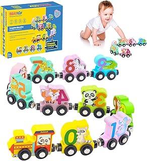 Montessori Trem Veículos Magnético de Madeira Brinquedo Educativo Infantil