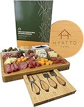 Tábua de Frios e Queijos com 3 Tigelas de Cerâmica e Kit 4 Facas – Tábua de Charcutaria em Bambu – Tabua de Frios Madeira Premium – Ideal Para Presente, Tabua de Frios Petisqueira | HYATTO HOME
