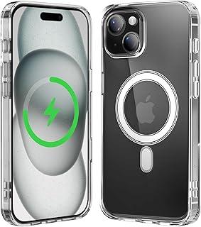 Capa para iPhone 15, Capinha Clear Case Magnetica Compativel com Mag-Safe Anti-Amarelamento Transparente, Resistente a Riscos e Anti Impacto Capa de Telefone para iPhone 15