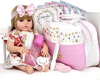 Cegonha Reborn Dolls Boneca Bebê Reborn 100% Silicone Real Loira Enxoval Completo Bege