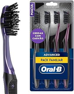 Oral-B Escova de Dente 5 Ações, Cerdas Polidoras com Carvão, 4 Unidades, Preto