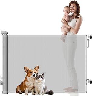 3M Portão Grade Retrátil de Proteção para Bebês e Cachorros, Portão de Segurança Bebê Pet, com Mecanismo de Bloqueio, para Escada, Cozinha, Varanda, Instalação por Furação