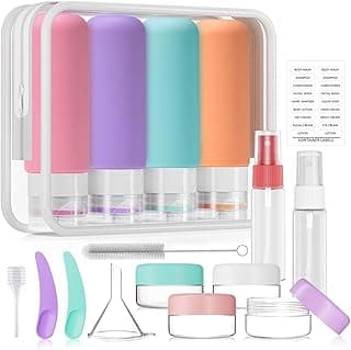 Kit Potes Frascos Silicone Viagem - Conjunto Recipientes para Cosméticos e loções Cremosas, Recipiente Espremível sem BPA, Recipiente viagem à prova vazamento 17 Peças com 10% de desconto por R$ 33,29 na amazon