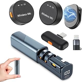 QBuen microfone de Lapela Sem Fio, Com Estojo Recarregável, Cancelamento de Ruído, 50m Alcance, 30h Bateria, Compatível com iPhone, Celular (Type-C/Lightning), para Gravação, Live e Reuniões(Preto) com 5.5% de desconto por R$ 56,69 na amazon