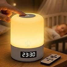 Luminária de Mesa LED Recarregável com Relógio Digital e Controle Remoto, Abajur Touch Ajustavel Sem Fio Portátil, Luz Noturna para Quarto Infantil, Berçário Escritório e Criado mudo com 53.22% de desconto por R$ 23,81 na amazon