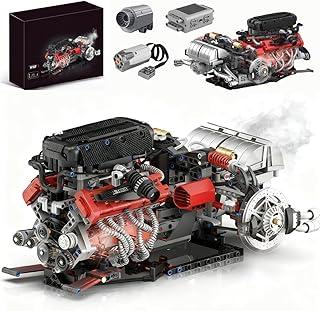 Blocos de Construção Motor V12 de Performance - Kit com 1610 Peças, App, Luzes e Efeito de Fumaça, para Crianças a partir de 6 Anos