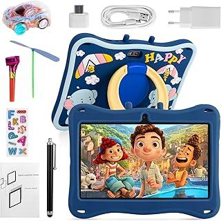 Tablet Infantil 7 Polegadas, Azul, 4G + 64G, Memória Expansível, 3000mAh, Tela HD, Longa Duração da Bateria, Robusto, Jogos Educacionais, Adequado para Aprender e Se Divertir em Casa e em Viagem